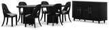 Rowanbeck Dining Table and 6 Chairs with Storage in Black from Ashley Furniture - Luna Furniture