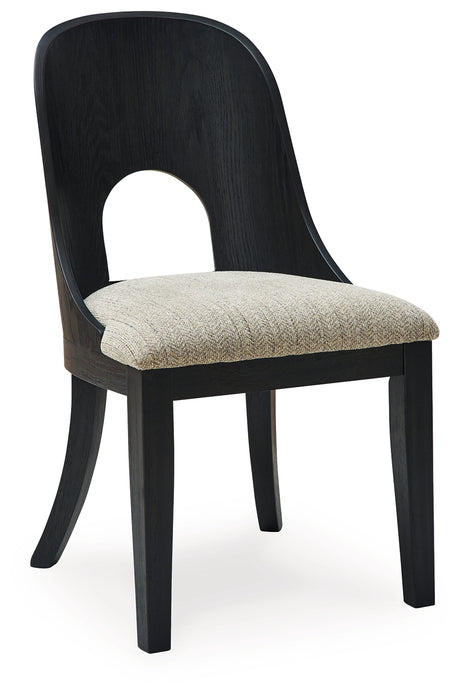 Rowanbeck Dining Table and 6 Chairs with Storage in Black from Ashley - Luna Furniture