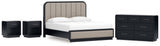 Rowanbeck King Upholstered Panel Bed with Dresser and 2 Nightstands in Gray/Black from Ashley - Luna Furniture