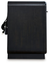 Rowanbeck Gray/Black Queen Upholstered Panel Bed with 2 Nightstands from Ashley - Luna Furniture