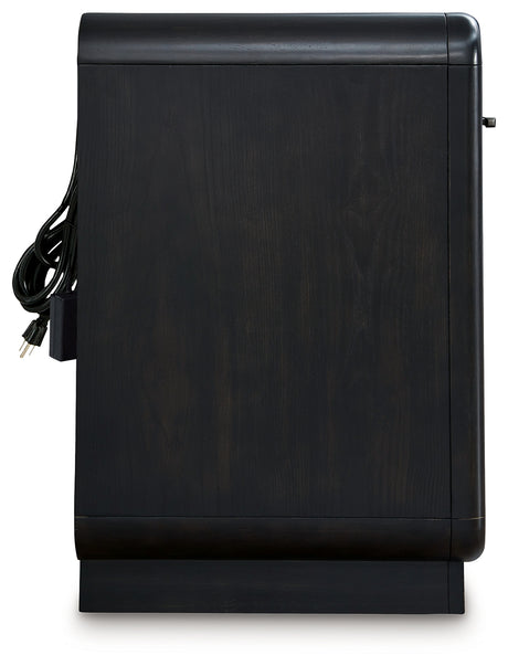 Rowanbeck Gray/Black Queen Upholstered Panel Bed with 2 Nightstands from Ashley - Luna Furniture