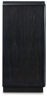 Rowanbeck Queen Upholstered Panel Bed with Dresser and 2 Nightstands in Gray/Black from Ashley - Luna Furniture