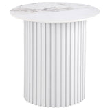 Rowena White 2-Piece Faux Marble Coffee and End Table Set from Coaster - Luna Furniture