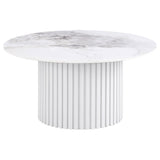 Rowena White 2-Piece Faux Marble Coffee and End Table Set from Coaster - Luna Furniture