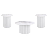 Rowena White 3-Piece Faux Marble Coffee and End Table Set from Coaster - Luna Furniture