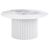 Rowena White Round Faux Marble Top Coffee Table from Coaster - Luna Furniture
