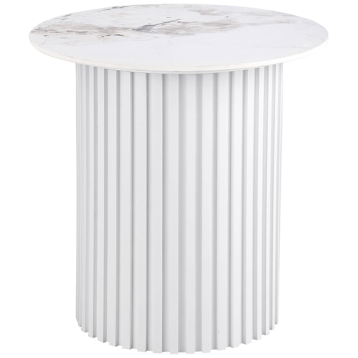 Rowena White Round Faux Marble Top End Table from Coaster - Luna Furniture