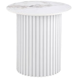 Rowena White Round Faux Marble Top End Table from Coaster - Luna Furniture