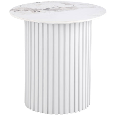 Rowena White Round Faux Marble Top End Table from Coaster - Luna Furniture