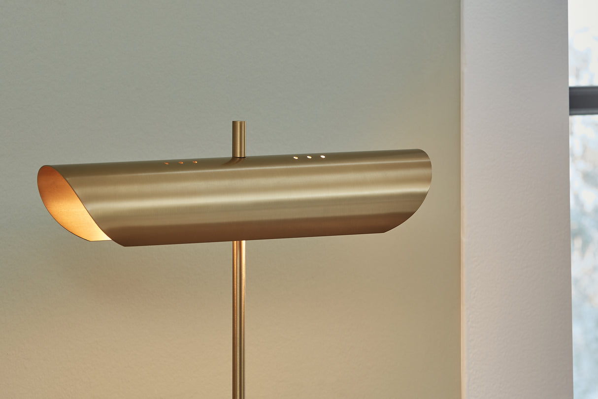 Rowleigh Gold Finish/White Desk Lamp from Ashley - Luna Furniture