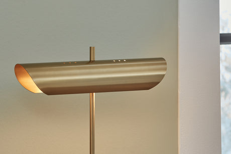 Rowleigh Gold Finish/White Desk Lamp from Ashley - Luna Furniture