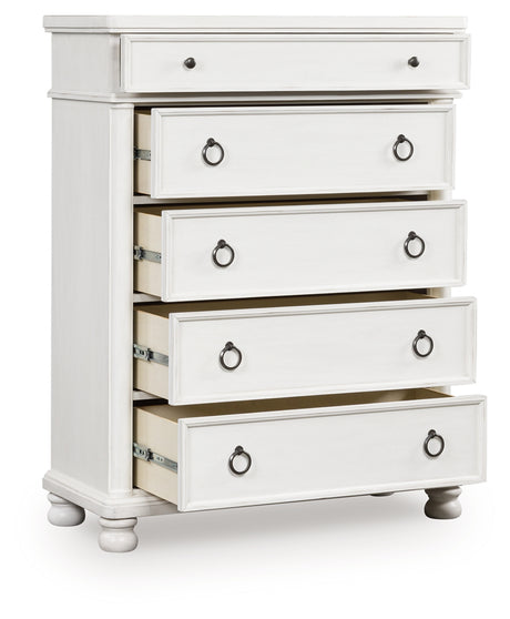 Rowlenstown Antique White Chest of Drawers from Ashley - Luna Furniture