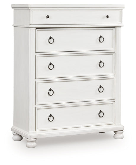 Rowlenstown Antique White Chest of Drawers from Ashley - Luna Furniture