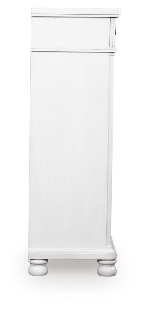 Rowlenstown Antique White Chest of Drawers from Ashley - Luna Furniture
