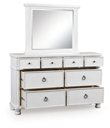 Rowlenstown Antique White Dresser and Mirror from Ashley - Luna Furniture