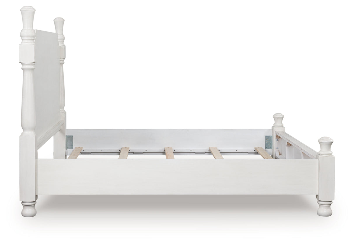 Rowlenstown Antique White Queen Poster Bed from Ashley - Luna Furniture