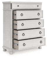 Rowlenstown California King Poster Bed with Dresser and Chest in Antique White from Ashley - Luna Furniture