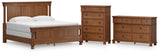 Rowlenstown California King Poster Bed with Dresser and Chest in Brown from Ashley Furniture - Luna Furniture