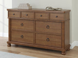 Rowlenstown California King Poster Bed with Dresser and Chest in Brown from Ashley Furniture - Luna Furniture
