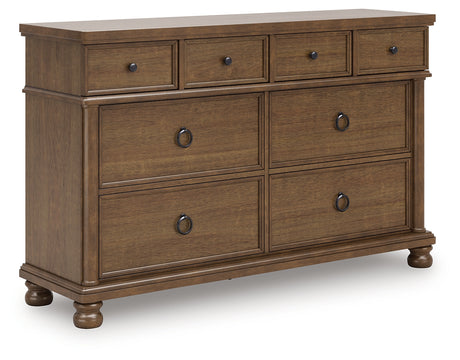 Rowlenstown California King Poster Bed with Dresser and Chest in Brown from Ashley - Luna Furniture