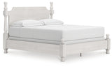 Rowlenstown California King Poster Bed with Dresser and Nightstand in Antique White from Ashley - Luna Furniture