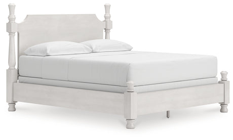 Rowlenstown California King Poster Bed with Dresser and Nightstand in Antique White from Ashley - Luna Furniture