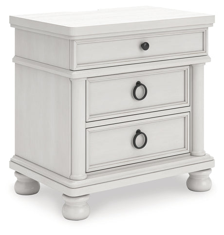 Rowlenstown California King Poster Bed with Dresser and Nightstand in Antique White from Ashley - Luna Furniture