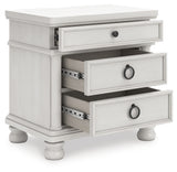 Rowlenstown California King Poster Bed with Dresser and Nightstand in Antique White from Ashley - Luna Furniture