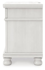 Rowlenstown California King Poster Bed with Dresser and Nightstand in Antique White from Ashley - Luna Furniture