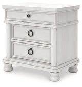 Rowlenstown California King Poster Bed with Dresser and Nightstand in Antique White from Ashley - Luna Furniture