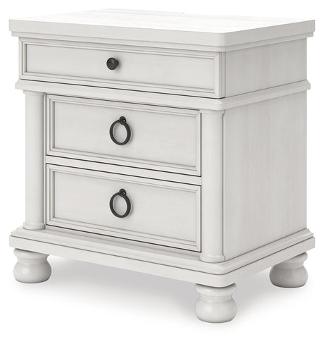 Rowlenstown California King Poster Bed with Dresser and Nightstand in Antique White from Ashley - Luna Furniture