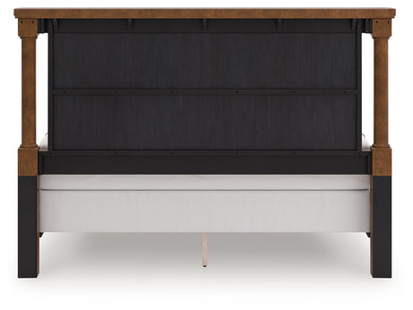 Rowlenstown California King Poster Bed with Dresser and Nightstand in Brown from Ashley - Luna Furniture