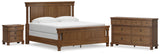Rowlenstown California King Poster Bed with Dresser and Nightstand in Brown from Ashley Furniture - Luna Furniture
