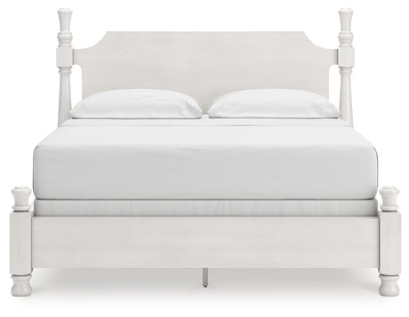 Rowlenstown California King Poster Bed with Dresser in Antique White from Ashley - Luna Furniture