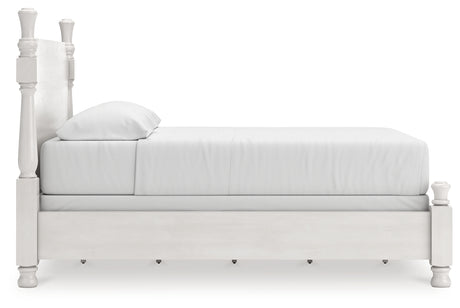 Rowlenstown California King Poster Bed with Dresser in Antique White from Ashley - Luna Furniture