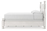 Rowlenstown California King Poster Bed with Dresser in Antique White from Ashley - Luna Furniture