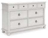 Rowlenstown California King Poster Bed with Dresser in Antique White from Ashley - Luna Furniture