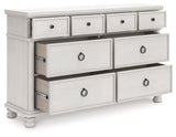 Rowlenstown California King Poster Bed with Dresser in Antique White from Ashley - Luna Furniture