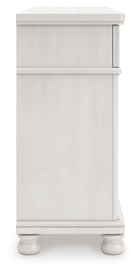 Rowlenstown California King Poster Bed with Dresser in Antique White from Ashley - Luna Furniture