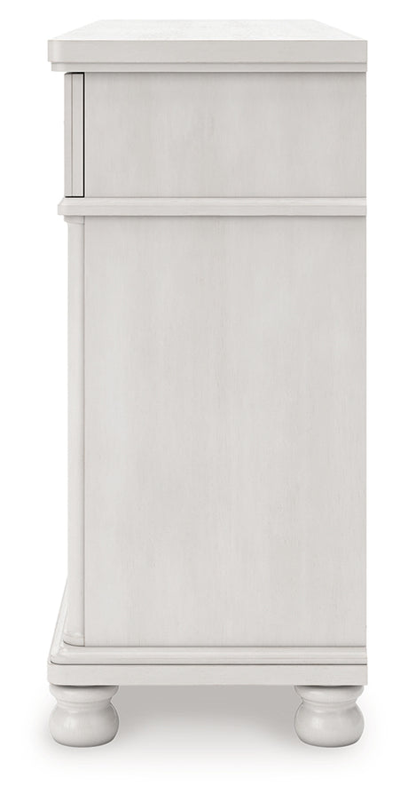 Rowlenstown California King Poster Bed with Dresser in Antique White from Ashley - Luna Furniture