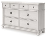 Rowlenstown California King Poster Bed with Dresser in Antique White from Ashley - Luna Furniture