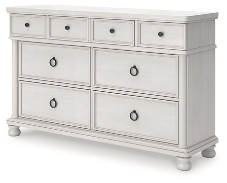 Rowlenstown California King Poster Bed with Dresser in Antique White from Ashley - Luna Furniture