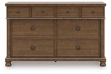 Rowlenstown California King Poster Bed with Dresser in Brown from Ashley - Luna Furniture