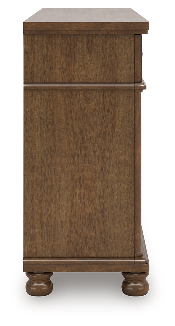 Rowlenstown California King Poster Bed with Dresser in Brown from Ashley - Luna Furniture