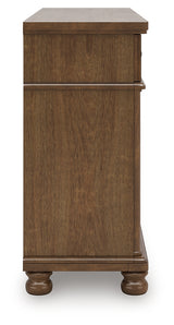 Rowlenstown California King Poster Bed with Dresser in Brown from Ashley - Luna Furniture