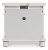 Rowlenstown California King Poster Bed with Mirrored Dresser and Nightstand in Antique White from Ashley - Luna Furniture