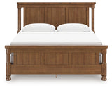 Rowlenstown California King Poster Bed with Mirrored Dresser in Brown from Ashley - Luna Furniture