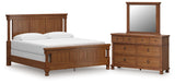 Rowlenstown California King Poster Bed with Mirrored Dresser in Brown from Ashley - Luna Furniture