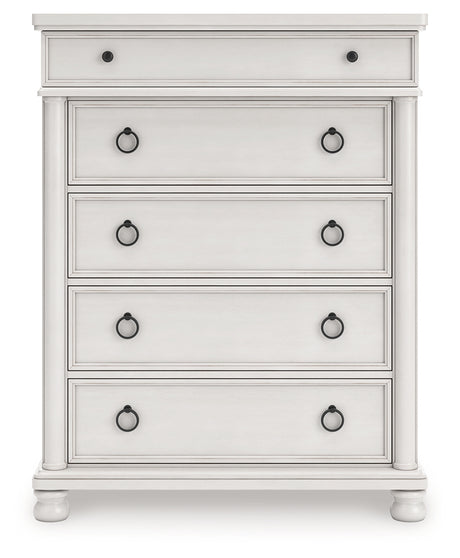 Rowlenstown Queen Poster Bed with Dresser and Chest in Antique White from Ashley - Luna Furniture