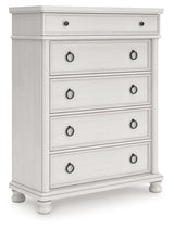 Rowlenstown Queen Poster Bed with Dresser and Chest in Antique White from Ashley - Luna Furniture